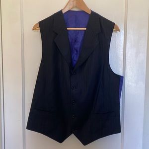 Dark Charcoal & Purple Pinstripe Suit Vest